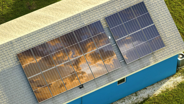 photo of solar panels on a roof reflecting the sky, for blog post xWhat Happened to Wells Solar? A Guide for Customers Left in the Lurch