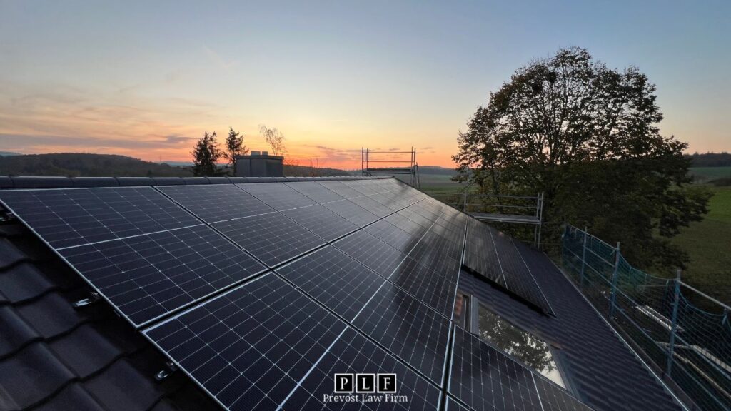 Rooftop solar panels after receiving solar panel repair.