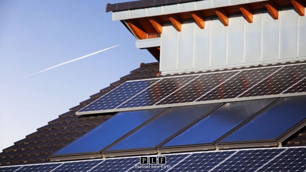 Solar panels on a roof installed by Wells Solar.