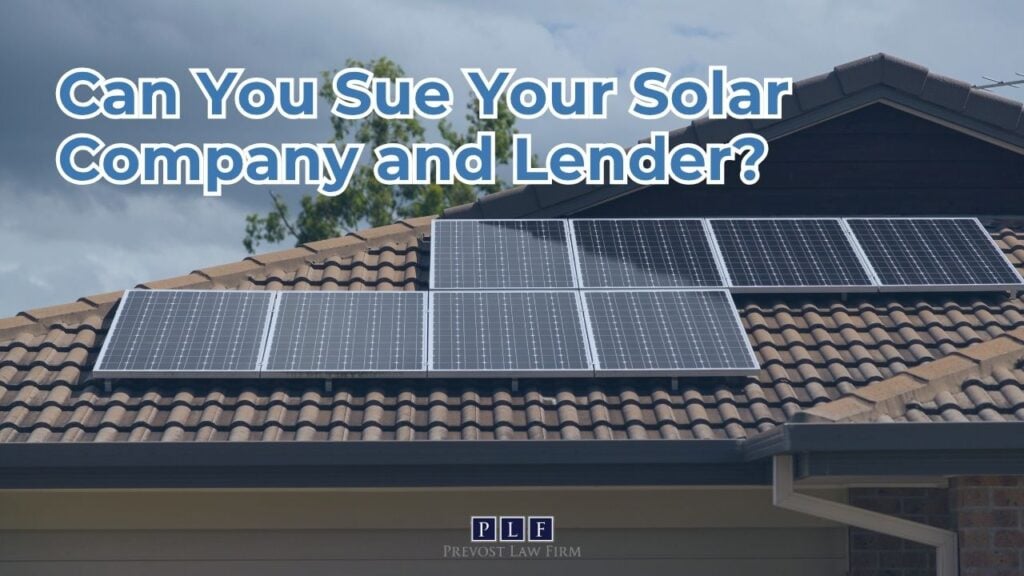 text over image with house withn solar panels - can you sue your solar company and lender